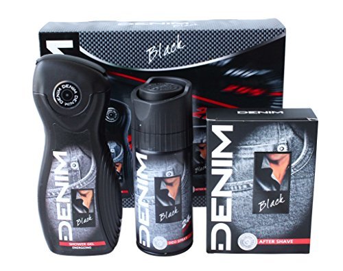 Denim Black Men's Gift Set: 100ml After Shave, 150ml Deo Spray, 250ml Shower Gel
