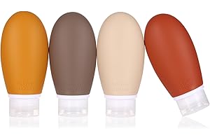 LIYUABU Flacons de Voyage,4pcs 100ml Étanches Bouteille de Voyage Silicone,Rechable Rechargeable Portable Vide de Voyage Bouteilles Accessoires pour Articles de Toilette Lotion,Revitalisant,Shampooing