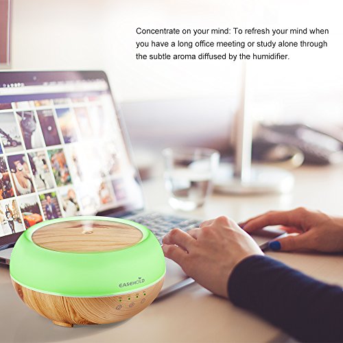 EaseHold Aroma Diffuser 300ML Aufgerüstet Touch-Taste Leise Kalten Nebel Luftbefeuchter Ultraschall Oil Düfte Humidifier Holzmaserung LED mit 7 Farben Elektrisch Duftlampe Humidifier LED Licht für Babies Kinder Haus Yoga Schlafzimmer Wohnzimmer Büro(hölzerner Korn-Unterseiten- + Milch-weißer Deckel) - 7