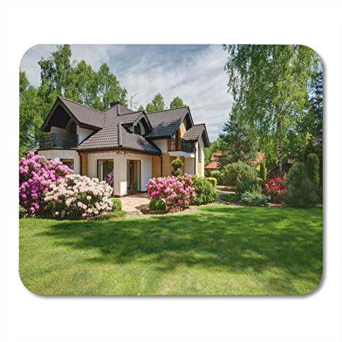 Preisvergleich Produktbild Mausunterlage Grünes Haus der eleganten neuen Landhaus-Hinterhof-Luxusblume Mousepad für Notizbücher, Tischrechner Mauspads