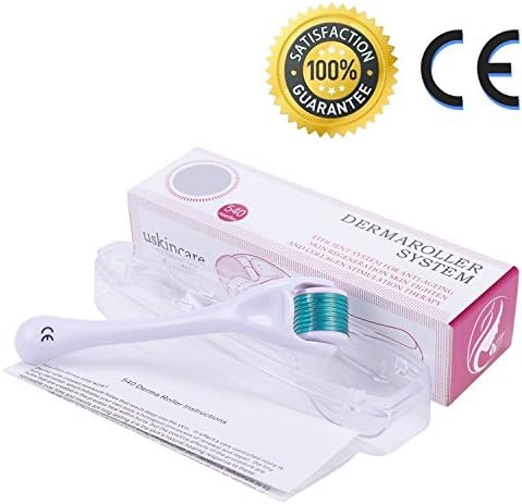 Derma Roller 1.0mm+Free User Guide-540 Micro Needle Roller Use on Wrinkles, Stretch Marks, Acne, Hair Loss, Scar Removal, Pitted Skin and Hyper-pigmentation