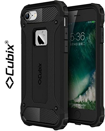 Cubix® Shock Proof Case For Apple iPhone 7 Tough Armor Tech Series Back Cover case With Premium Carbon Fiber Texture 4 Side Air Cushion Extra Soft Buttons - Black RS.650 (68.00% Off) - Amazon