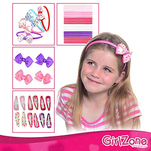 40 TEILIGES SET AN HAARSCHMUCK FÜR MÄDCHEN: Farbenfrohe Haargummis, Haarklammern, Haarreifen, Schleifchen, Schieberchen, Haarspangen – Warum auf der Einkaufsstraße so viel bezahlen? - 8