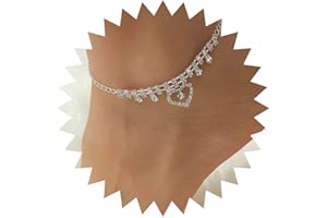 Inateannal Cristal Corazón Tobillera Zirconia Cúbica Tobillera Capas De Diamantes De Imitación Del Tobillo De La Cadena Playa Sandalias Descalzas Pie De La Joyería Para Las Mujeres Chicas