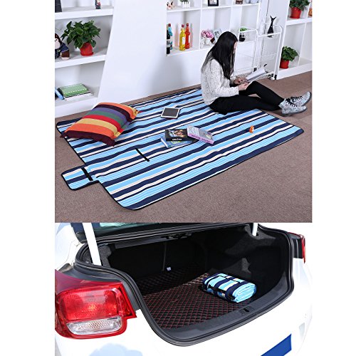 SONGMICS 200 x 200 cm XXL Picknickdecke Fleece wärmeisoliert wasserdicht mit Tragegriff GCM70L – Bild 7