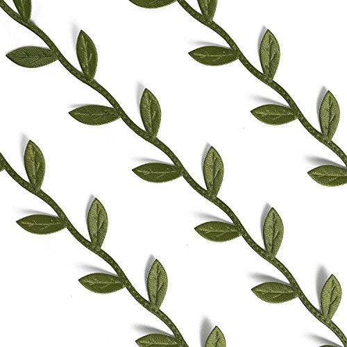 Yalulu 10 Yard Premium Leaf Ribbon Girlanden trimmen Satinband Spitzenborte Borte DIY Hochzeitsdekoration - 3