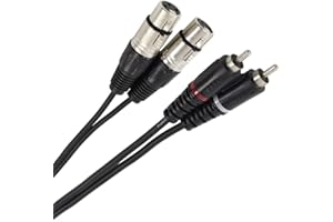 Plugger, double câble instrument équipé de 2x XLR femelle 3 broches vers 2x Cinch (RCA). Signal asymétrique. Prise audio stéréo. Longueur du câble audio 60cm.