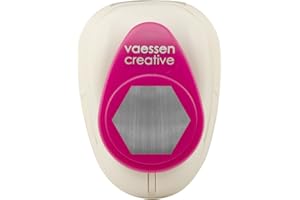 Vaessen Creative Perforadora de papel para manualidades, hexagonal, 2,2 x 2,5 cm, cortador circular para manualidades y tarjetas, color blanco y rosa