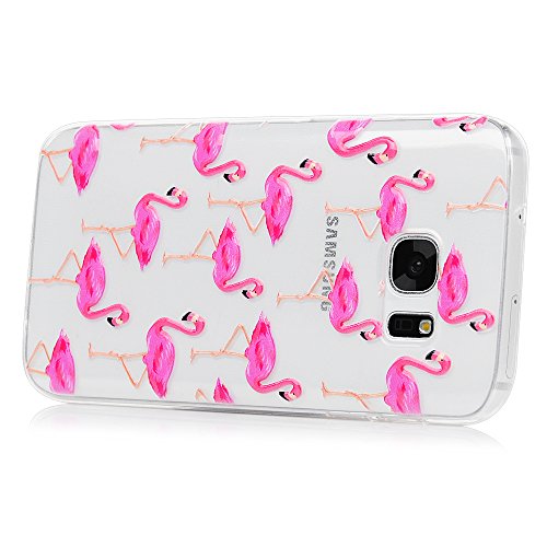Lanveni S7 Hülle, Handyhülle Etui Protective Case Cover TPU Silikon Schutzhülle Bumper Handytasche TPU-Bumper Weiche Silikon Case mit Flamingo Relief Cover Design für Samsung Galaxy S7+ 1 x Stylus Stift + 1 x Staubdichte Stecker + 1 x Schutzfolie - 4