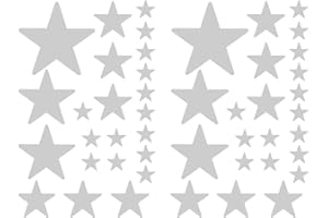 Samunshi® Star Sticker Set Filled Car Sticker (Silver Metal Effect Round 090)