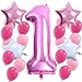 Produktbild TOYMYTOY Zahlen 1. Deko Ballons helium Folienballon Geburtstag Mädchen Latexballon für Baby-Duschen Geburtstag Jubiläum 21pcs