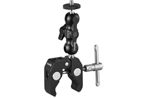 SMALLRIG Super Clamp con Mini Magic Arm y 1/4 Tornillo, Carga Máxima 1kg para Pantallas LED, monitores, Flashes - 2164
