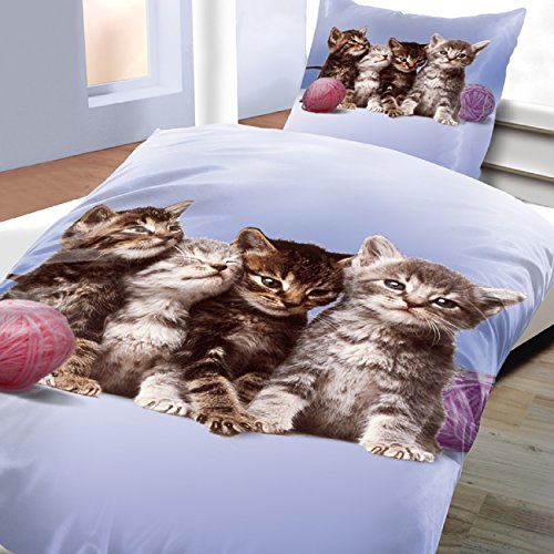Bertels Kitty 135 2 teilig Bettwäsche-Set, Mikrofaser, hellblau, 38,6 x 28,2 x 4,6 cm - 2