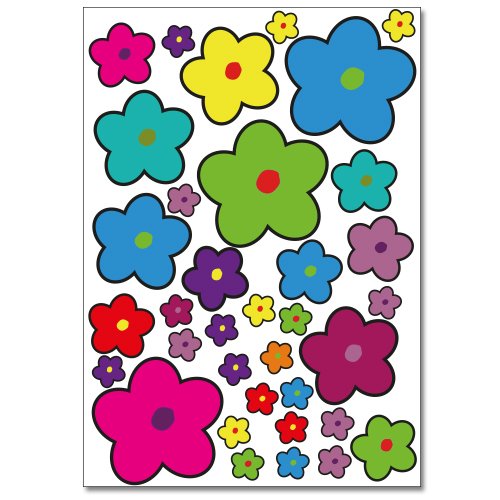 Wandkings Blumen Design 5 Wandsticker Set, 68 Aufkleber, 2 DIN A4 Bögen, Gesamtfläche 60 x 20 cm - 3