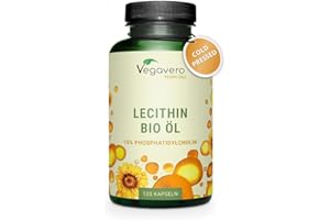 Vegavero Organic Lecithin Oil 1800 mg | Highly Dosed | Sourced from Sunflowers | 120 Capsules | NO Additives | Vegan | 15% Phosphatidylcholine
