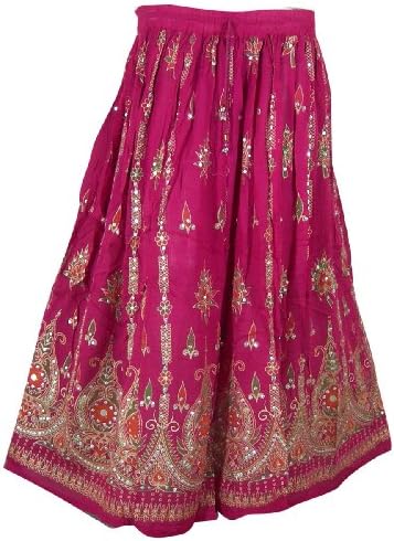 ClothesnCraftWomens Rayon Skirt Designer Spring Summer India Clothing (Magenta)