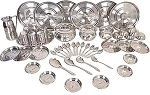 Parasnath A-One Stainless Steel Heavy 51 Pcs Dinner Set In 22 Gage (Made From Jindal Sheet)