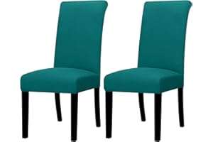 Lellen Dining Chair Covers Set of 2, Stretch Chair Covers Dining Chair Slipcovers Removable Washable Reusable Home & Kitchen Decor Protector Dining Room Chair Covers,Teal