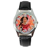 taport® ELENA von avalor Quarzuhr schwarz Leder Band + Gratis Ersatz Akku + Geschenk Tasche