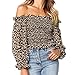 Produktbild BHYDRY Damen Leopardenmuster Schulterfrei Langarm Tank Top T Shirt Bluse