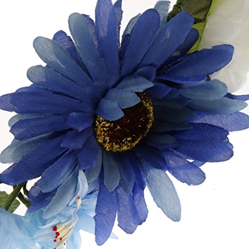 Phenovo Haarkranz Blumenkrone Blumenkranz Blumen Kranz Haarband Girlande Schmuck – Blau Sonnenblumen - 8