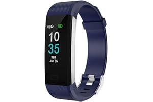 LEBEXY Fitness Armband Wasserdicht | Smartwatch Fitness Tracker Uhr | Fitness Uhr mit Schrittzähler Armband, S1-Version (Blau)