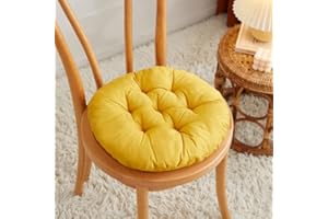 DOTBUY-SHOP Cojines Sillas Jardin Pack 4 Cojines Redondos Cojines de Asiento para Sillas de Terraza Cocina Patio Balcón Salón, 40x40cm para Decoración Interior o Exterior (40cm/15.7’’,Amarillo)