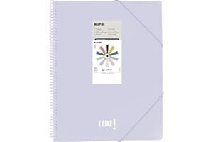 Grafoplas - Carpetas de Fundas Plastico a4, Maxiplas Like, Lavanda Soft, 20 Fundas Transparentes, Espiral PVC, Perfecta para Archivar Material Escolar y de Oficina