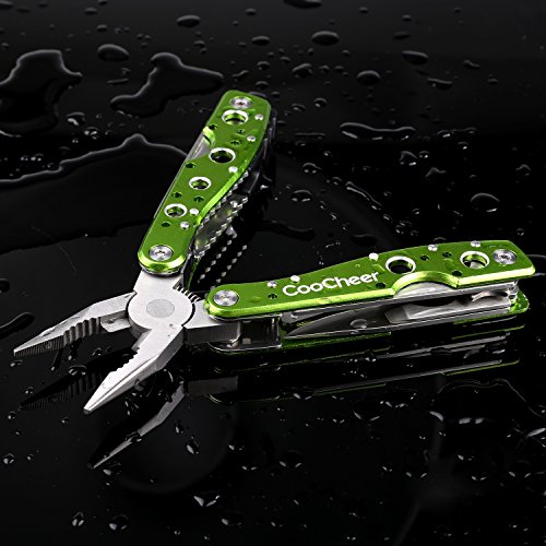 Coocheer Outdoor 9 in 1 Premium Taschen-Multiwerkzeug Zangen Sets Multitool faltbare Kombinationen mit Säge Flaschenöffner Schraubenzieher Messer& mehr (Grün) - 4