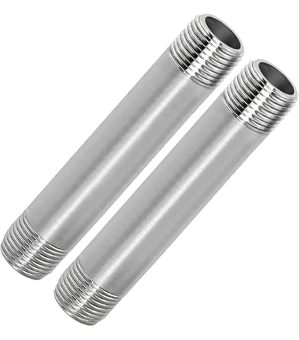 JoyTube 1" Male To 1" Male NPT Hex Nipple, Pipe Fittings 304 Stainless Steel Threaded (Pack Of 2