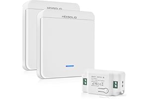 HEXSOLID Funkschalter Licht 230V 10A mit Funk Lichtschalter mit Empfänger Kontrolle bis zu 200 m Fernbedienung Funkschalter Set Keine Verkabelung Erforderlich Geeignet für 200-2000W Lampen