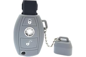 DESCONOCIDO Nordecco - Funda protectora de silicona compatible con Mercedes Modelo A B G CLA GLA VITO W176 W246 AMG, 2 botones, copa superior, llavero (gris)