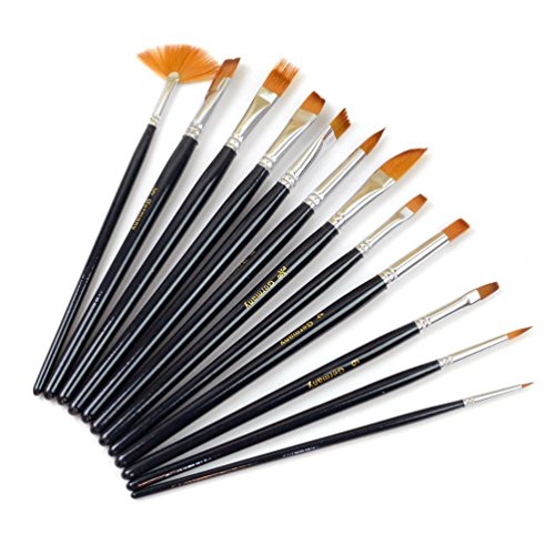 SUMERSHA Nylonhaar Pinselset Ölmalpinsel Künstler Aquarell Acryl Ölmalerei Supplies 12pcs
