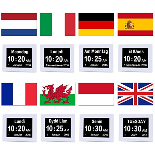 Große Digitaluhr -Das Original-Gedächtnis-Verlust-Digital-Kalender-Tag Uhr mit Extra Large Non-Abbreviated Day & Month.8 “ Clock Perfekt für sehbehinderte Senior Living Niederlassungen Startseite - 3