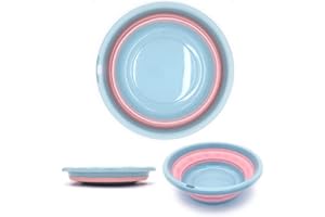 AMZDINGFENG Tina Plegable para Platos Lavabo Portátil, Tina de plástico de Ahorro de Epacio de Color Rosa y Azul-S
