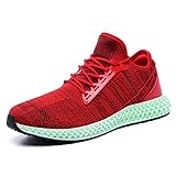  Herren Laufschuhe Gym Sportschuhe Straßenlaufschuhe Outdoor Trainers Atmungsaktiv Turnschuhe Joggen Schuhe Freizeit Sneaker(Rot-3, 39EU)