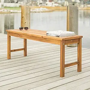 Walker Edison Furniture Company Solid Acacia Wood Patio Bench - Brown