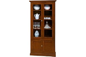 mobili2g MOBILI 2G - Vetrina 2 Porte Tinta Noce in Legno Arte povera 90 X 41 X 186