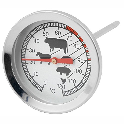 Fleischthermometer, Bratenthermometer, Einstichthermometer, Einstechthermometer aus Edelstahl mit Garanzeige (Edelstahl)