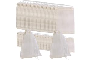 SENHAI 60 Pz Borse riutilizzabili in Mussola di Cotone con Coulisse Sacchetto Regalo Bustina di tè per la conservazione degli Alimenti, Arti e Mestieri(2 Dimensioni)