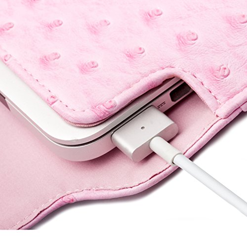 MacBook Pro & Air 13“ Tasche | passend für 11.6 bis 14.0 Zoll Laptops | Ostrich Optik rosé | iCues Piquante Etui | weitere Leder-Imitat – und Farbvarianten verfügbar | universelle Schutz-Hülle mit Geschenk-Box - 4