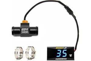 NORXI Termometro Digitale per Moto, Temperaturimetro universale dell'acqua per motociclette con sensori, termometro impermeabile per motociclette con allarme ad alta temperatura (16mm, Blu)