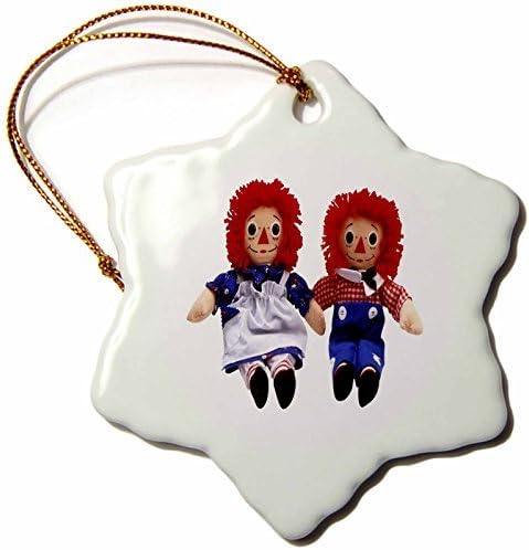 perORN Antique Red Blue Dolls - Snowflake Ornament, Porcelain, 3-inch