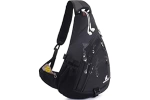 JSDING Sling Backpack Men Women | Sling Bag Waterproof Large Capacity 14" Laptop | Chest Bag Shoulder Crossbody Bag Triangle Backpack Outdoor Travelling Cycling Hiking Running Black