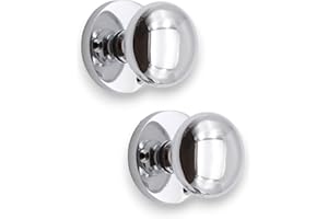 Infinity Decor Pair of Polished Chrome Solid Brass Victorian Round Mortice Door Knobs - Pull Handles Set for Internal and External Doors