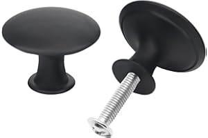 QZKJQDD 2 Pack Cabinet Knobs, Single Hole Cupboard Knobs, Aluminum Alloy Cabinet with Screws, 30mm Round Furniture Door for Kitchen Wardrobes Bathroom Home Decoration (Black)