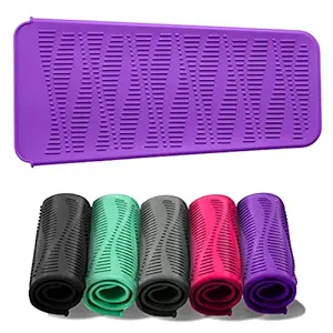 Silicone Heat Resistant Mat,Flat Iron Holder,Used as Heat resistant Pad and Storage Pouch for Hot Hair Tools.(Wavr,Purple)