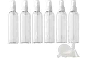 ZEOABSY 6 Piezas Transparente Botella de Spray de Plástico con Pulverizador Transparente, 200 ml Conjunto de Atomizador de Viaje de Niebla Fina Tamaño de Viaje de Botella Limpieza Casa Contenedores