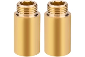 BEATIFIC Extensión de grifo de latón, 2 unidades, 1/2 pulgadas x 40 mm, extensión de rosca DN15, 1/2" IG x 1/2" AG, 40 mm de extensión de latón, extensión de conexión para instalación de agua potable y