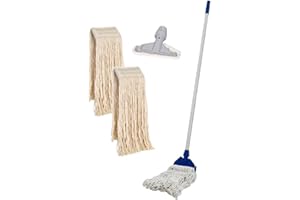DETERCENTER Mop Professionale Pavimenti, Mop Lavapavimenti gr.400 per tutte le superfici, Manico Alluminio pratico e leggero per pulizie senza fatica.